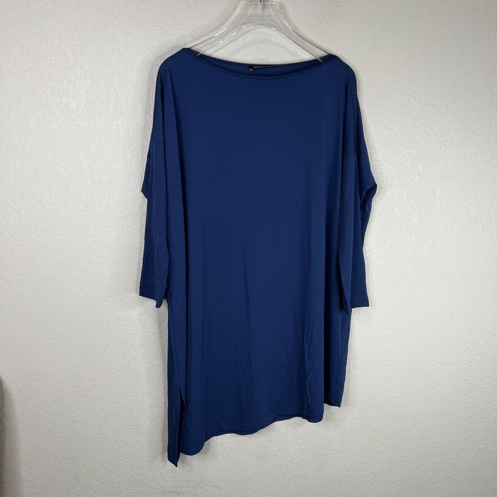 Lafayette Women's Boat Neck Asymmetrical Tee Long Sleeve‎ Navy Blue Size